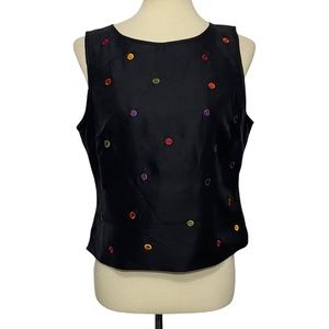 Robbie Bee Vintage Sleeveless Embroidered Detail Blouse